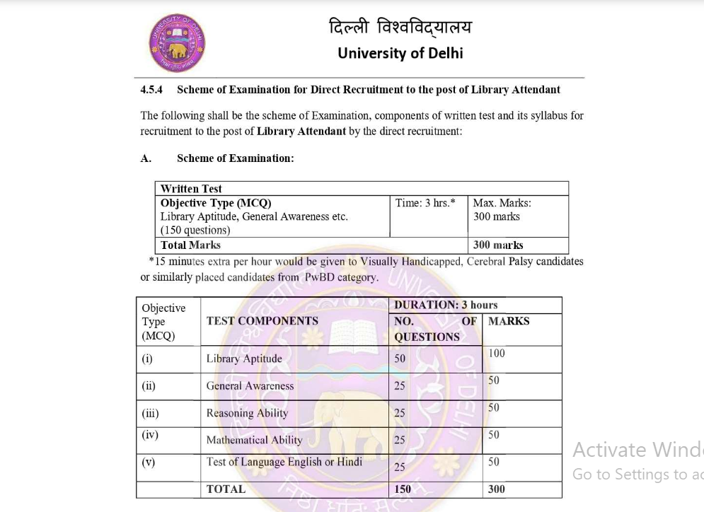 Du Librarian Vacancy Syllabus 2024